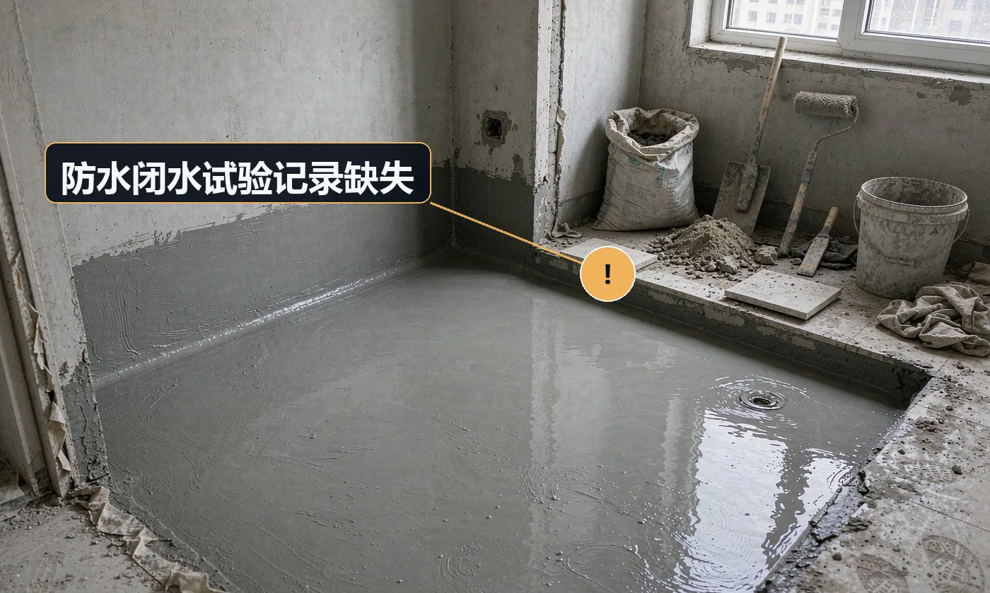 现象:住进去半年墙皮发霉、楼下渗水,查不出是哪一层的问题。原因:防水施工无影像、闭水试验无记录、无楼下确认