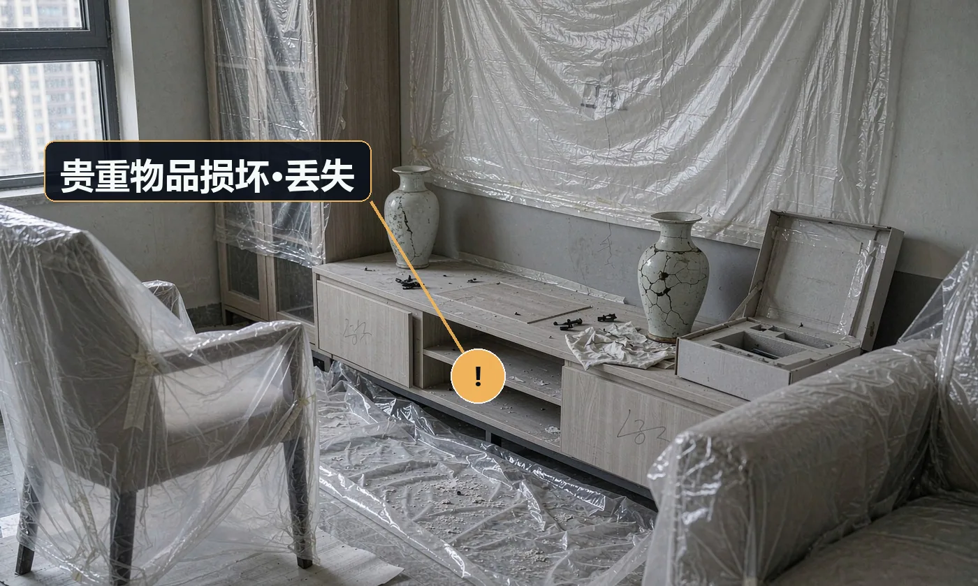 现象:打碎了摆件、弄丢了小件首饰、擦坏了古董字画。原因:无贵重物品清点与移交;保洁员单独作业无监督
