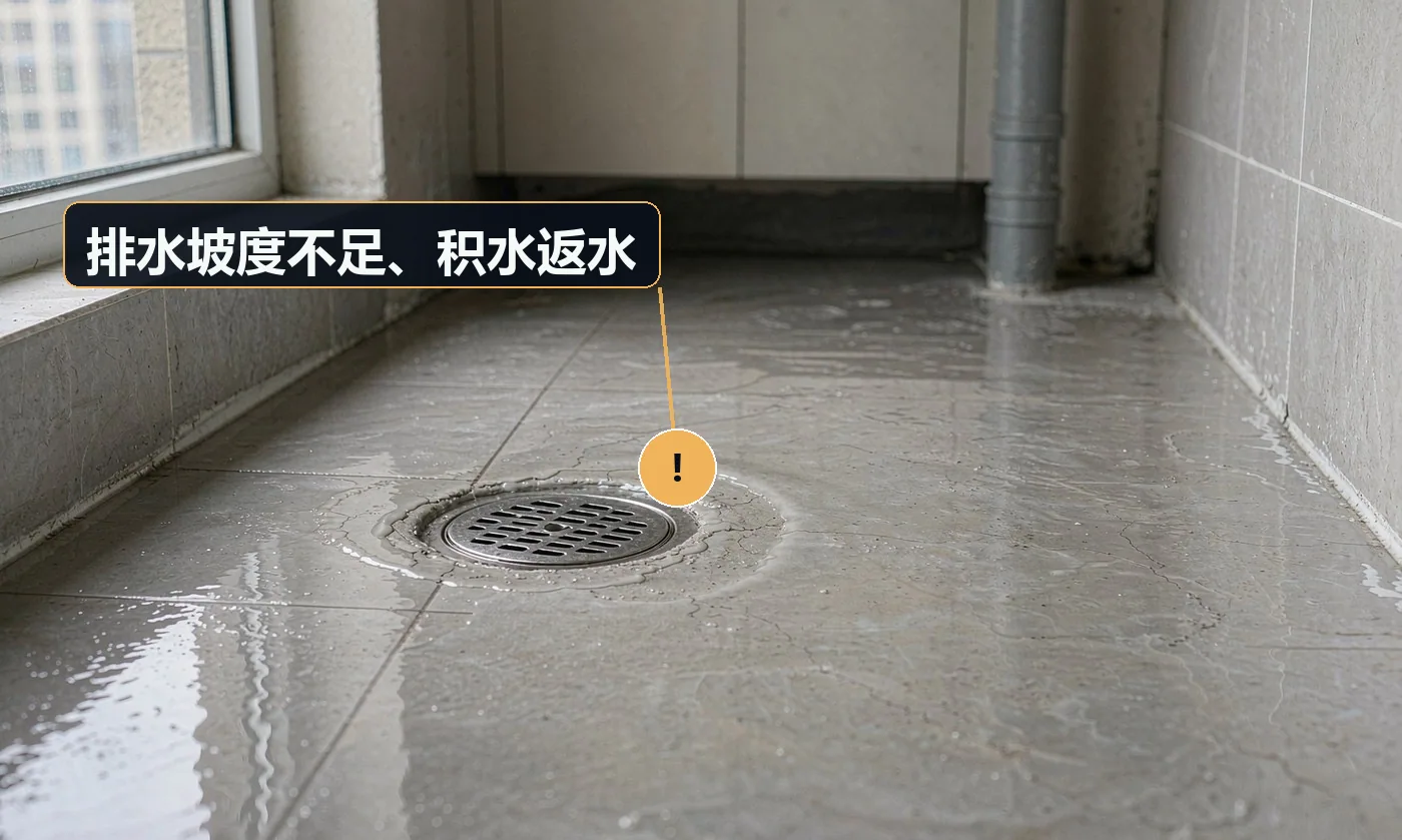 现象:排水慢,或者水槽排水时地漏冒泡。原因:改造时坡度做反或不足;管径偏小;未做通气