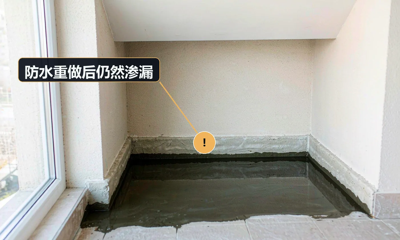 现象:雨天或洗衣后楼下仍然出现水印,返工两三次都治不好。原因:基层未清理或未做阴角圆弧;管根、地漏周边未做附加层;涂膜厚度不足或有漏涂;渗水点未查明就施工