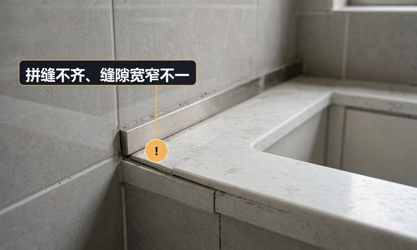 现象:板与板之间的缝忽宽忽窄,或整体歪斜。原因:安装顺序错误(应从中向两侧);龙骨定位偏差;板规格公差大
