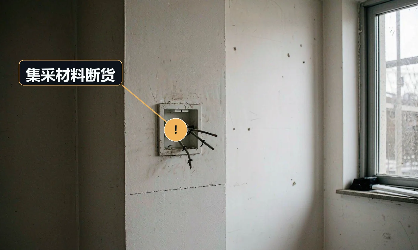现象:约定好的砖没货了,拿个相近的顶上,业主不满意。原因:无备选方案与备用供应渠道;下单太晚;依赖单一品牌