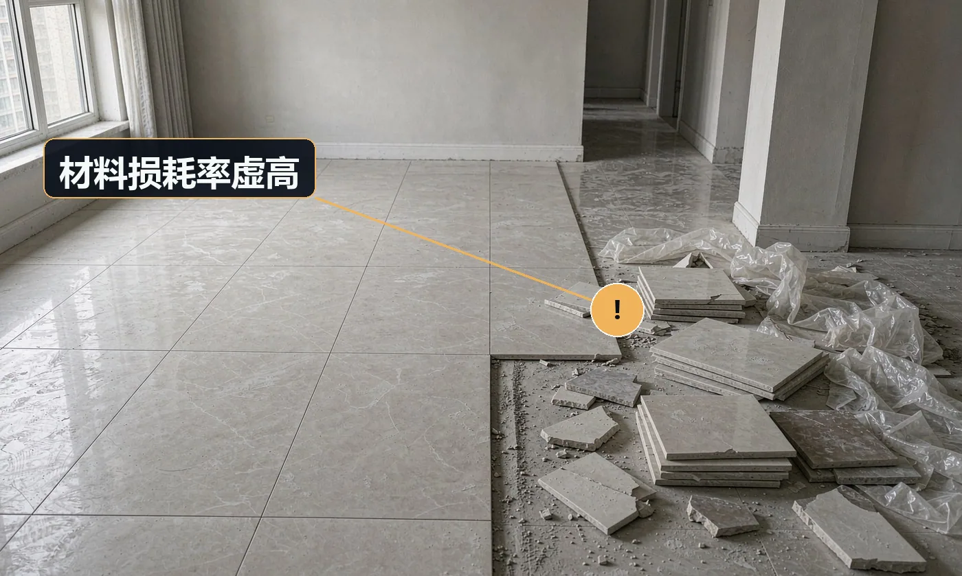 现象:算料的时候多算一大截,实际用不了那么多。原因:损耗率不透明;无余料退库;利用损耗吃差价