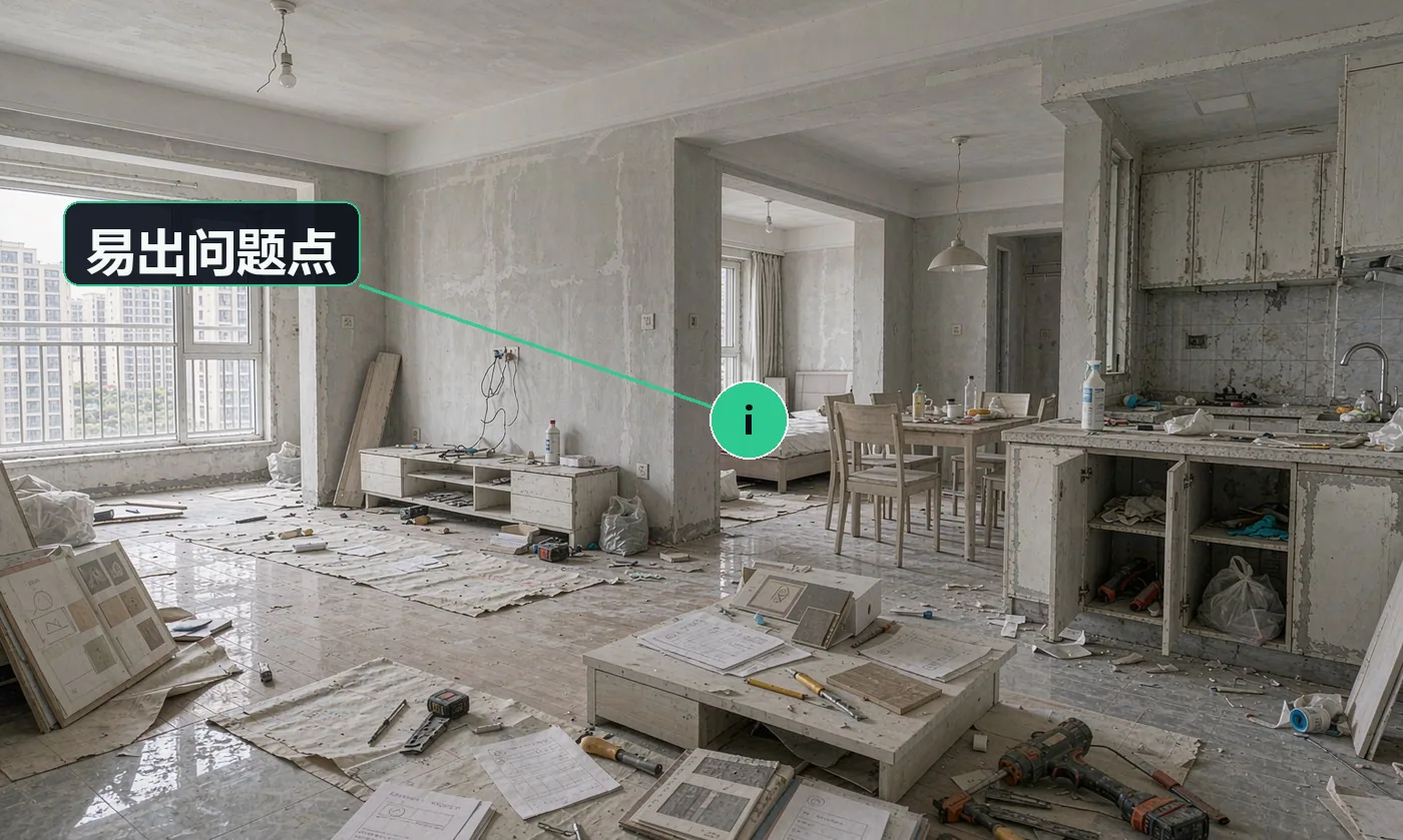 易出问题点:主材以次充好,用「同档次品牌」搪塞客户;报价漏项后期增项,客户投诉到行业平台