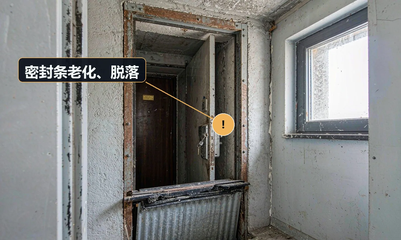 现象:使用一两年后漏风、漏音、关门声变闷或变响。原因:密封条材质差;安装时被挤压变形;未在门框四周连续安装