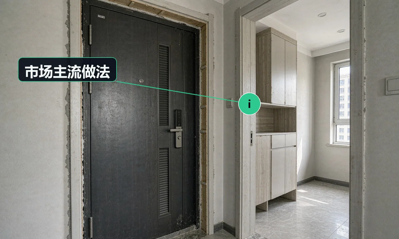 市场主流做法:换门常与小区安防改造、装修同期进行;老小区门洞普遍不标准,现场处理能力是分水岭