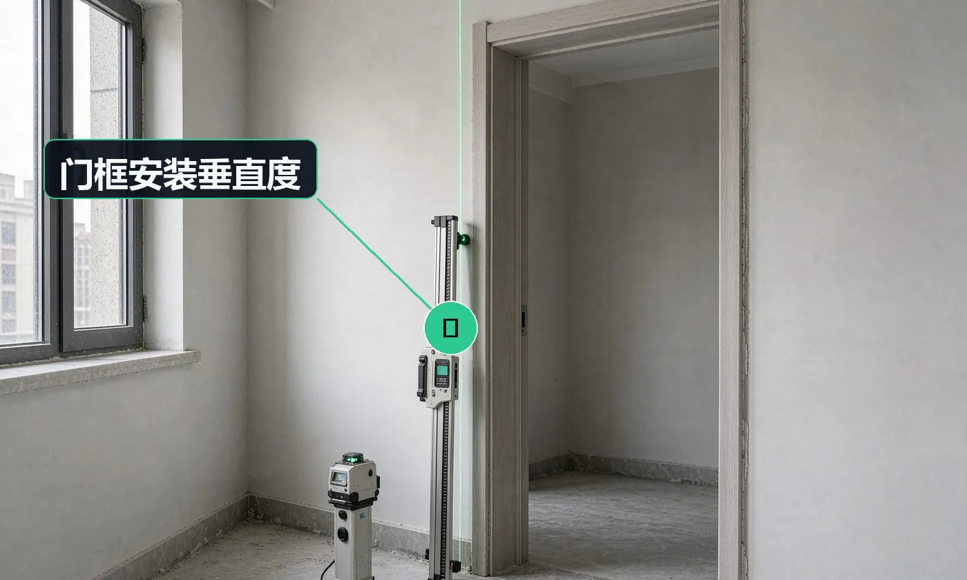 检查方式:激光水平仪 + 垂直检测尺。合格标准:垂直度、水平度偏差符合 GB 50210-2018 允许值