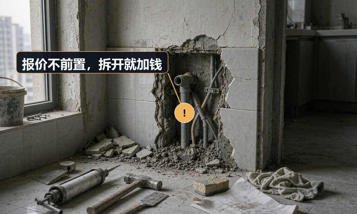 现象:说好 80 元上门,拆开后变成 380 元,客户当场翻脸。原因:未做检测就口头报价;平台标价与现场实际情况脱节