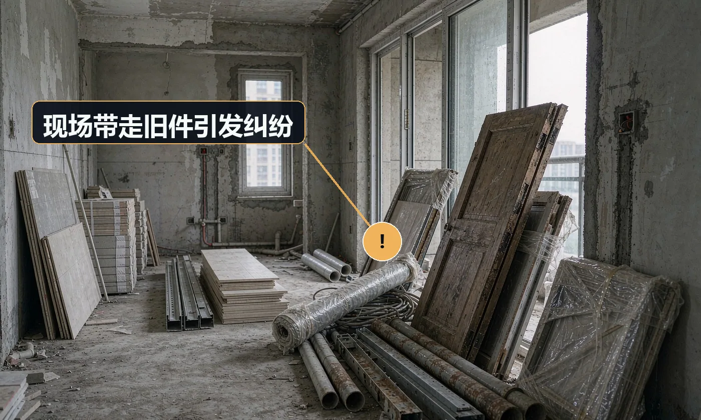 现象:客户事后质疑「你说坏了,东西呢?」。原因:旧件直接丢弃,未留证