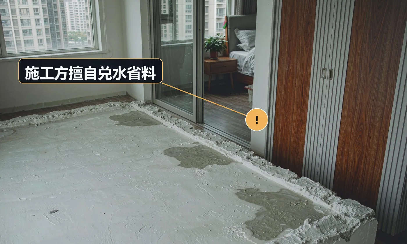 现象:做出来明显偏薄、遮不住底、纹理发假。原因:为省材料擅自加水;或替换为低价同类产品