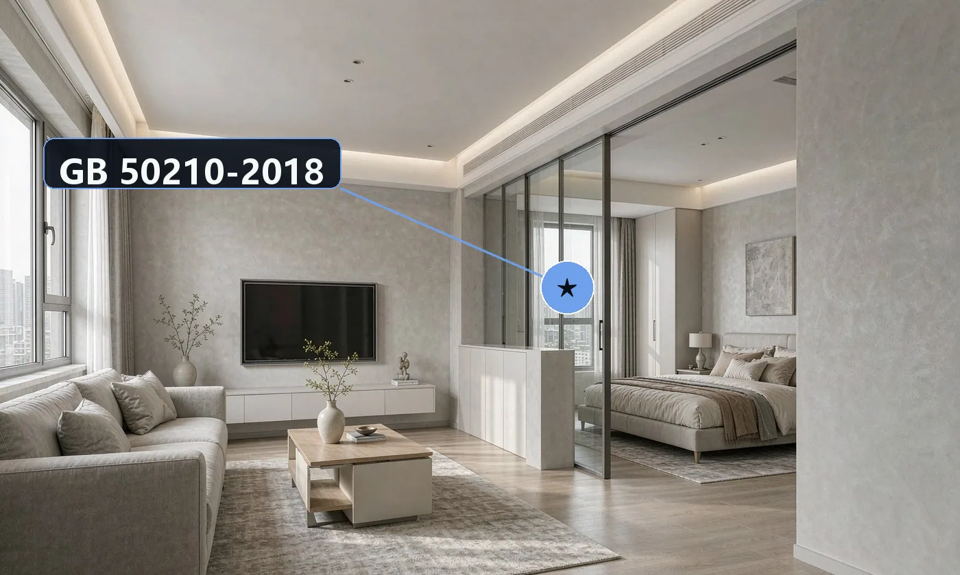 底线规范:GB 50210-2018《建筑装饰装修工程质量验收标准》—— 艺术漆无专用国标,按涂饰工程执行(主控项目与允许偏差);第 3.1.4 / 6.1.11 / 6.1.12 / 7.1.12 / 11.1.12 …