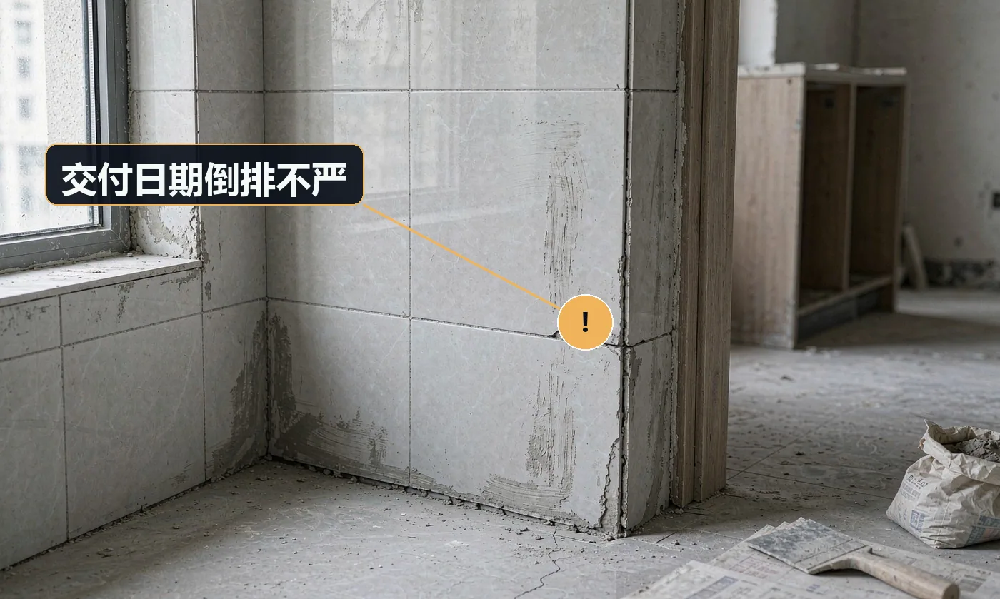 现象:硬装快完时才发现家具还要 45 天货期,业主搬不进去。原因:未按交付日倒排全部节点;家具软装货期未提前锁定;硬装与软装各自为战
