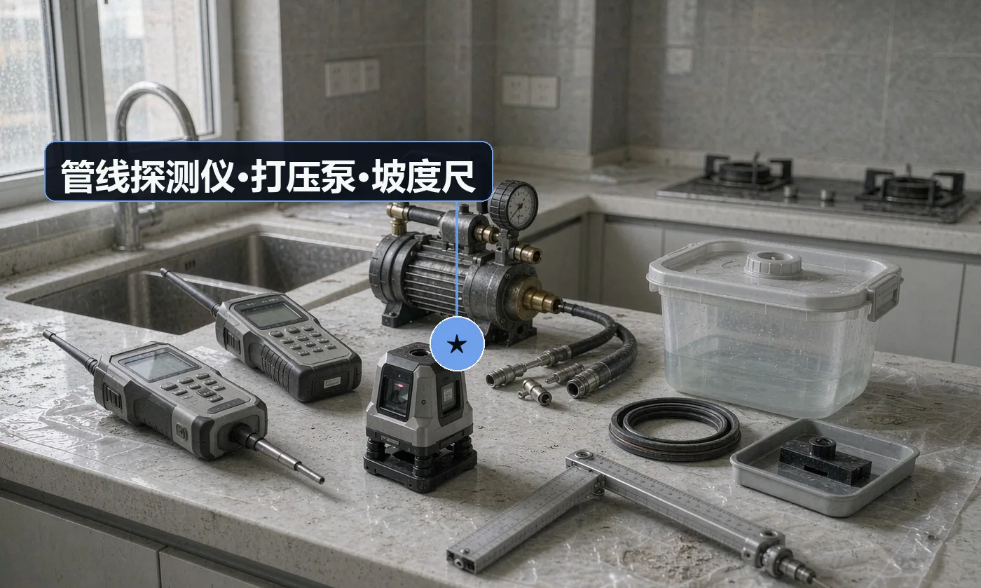 验收工具:管线探测仪;打压泵