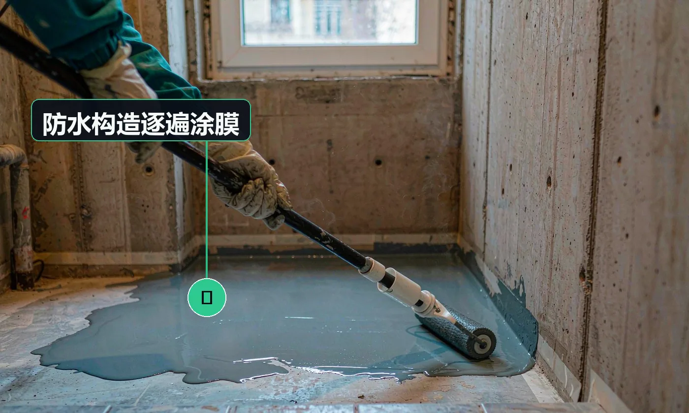 防水构造逐遍涂膜